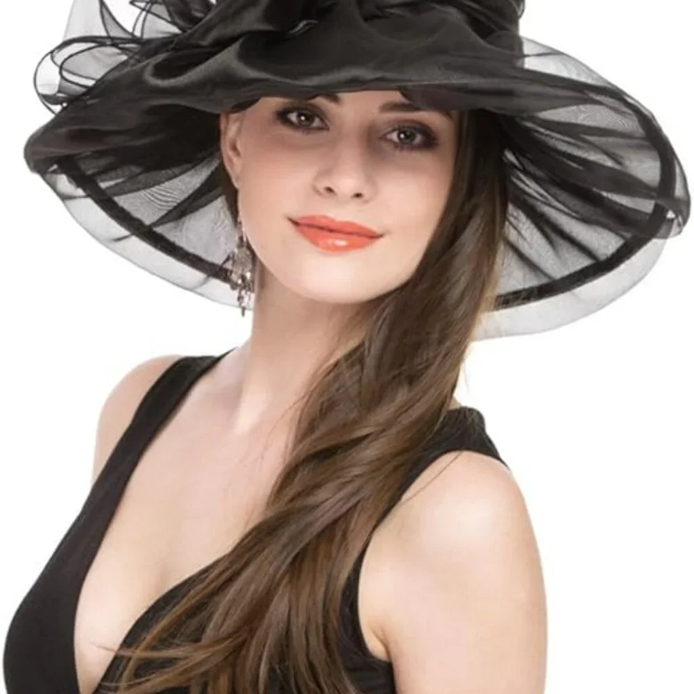 Women's Church Fancy Kentucky Derby Party Classy Hat Fashion Black‎